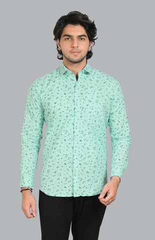 Light Blue Floral Printed Casual Shirt
