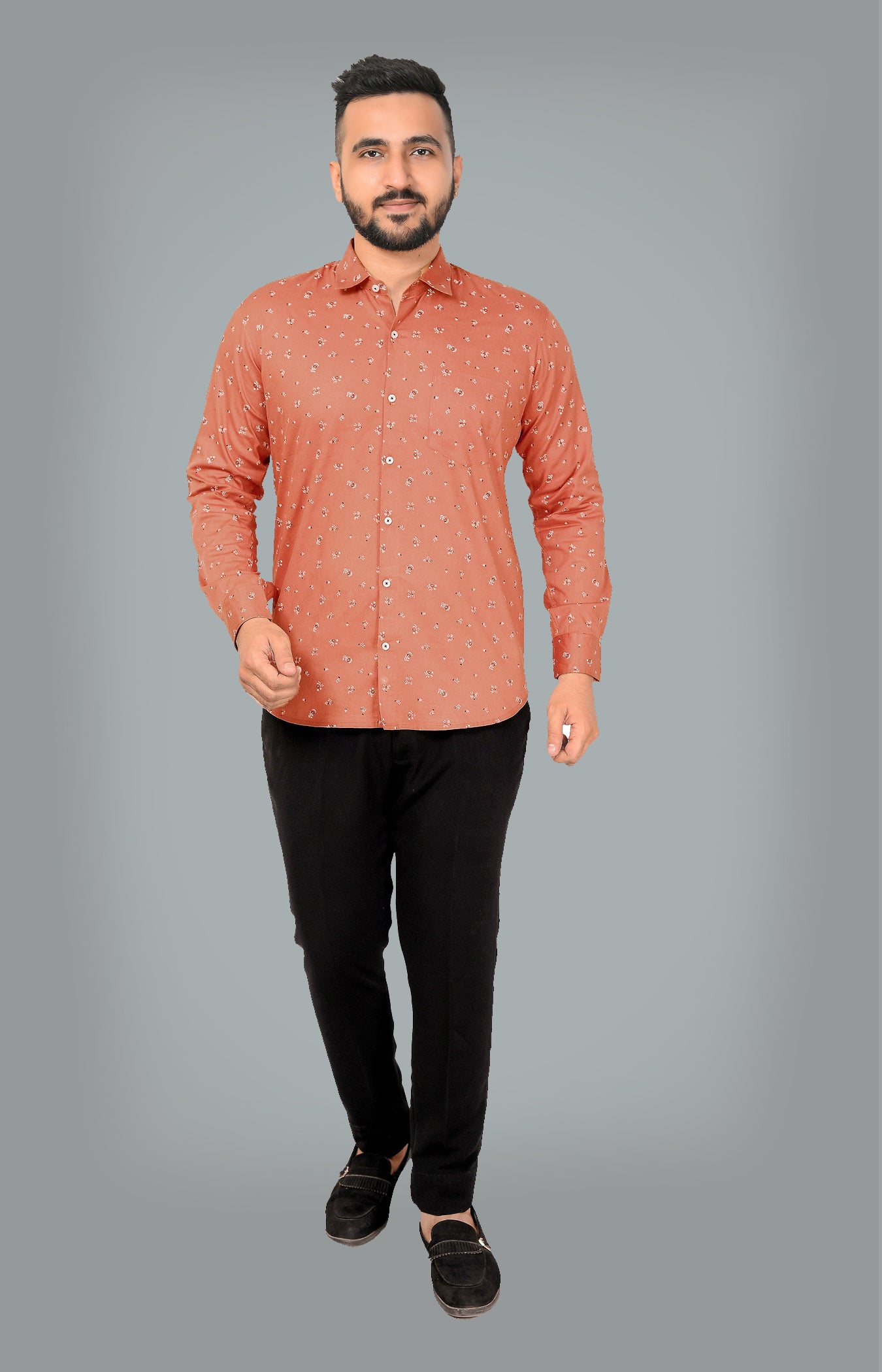 Premium Men's Slim Fit Cotton Floral Printed Shirt