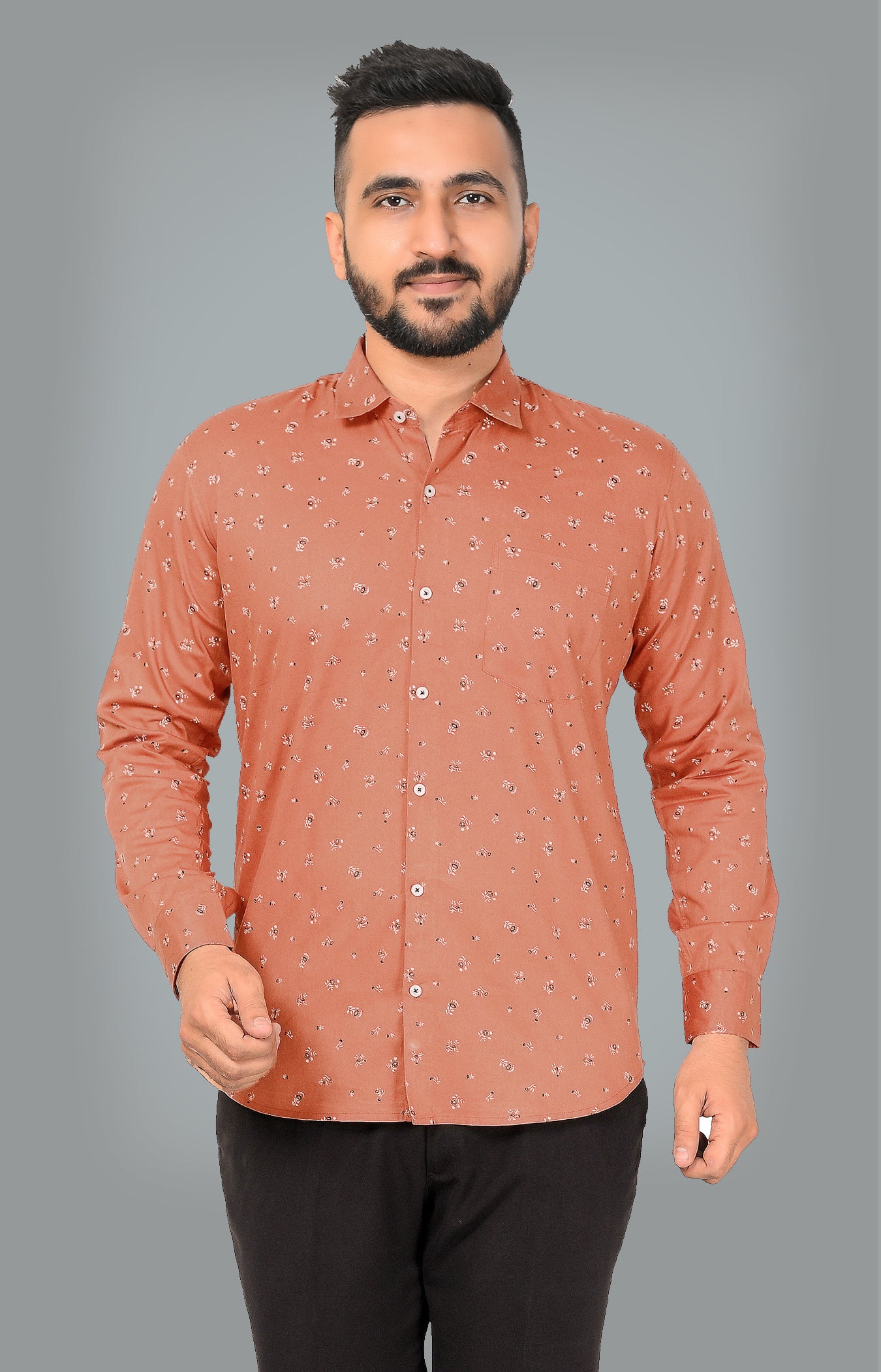 Premium Men's Slim Fit Cotton Floral Printed Shirt