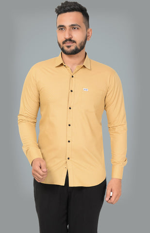 Men Fawn Slim Fit Solid Cotton Full Sleeve Shirts