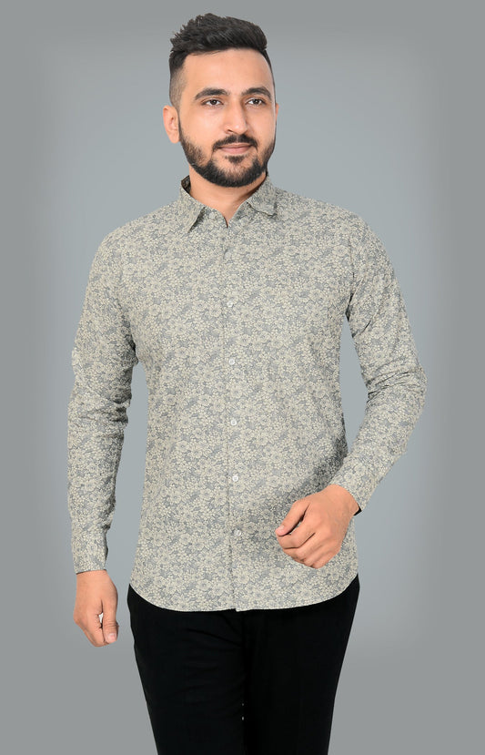 Premium Men's Cotton Blend Floral Printed Shirt
